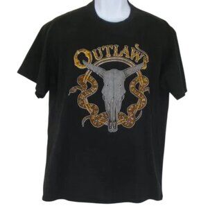 OUTLAWS Concert Tshirt, L, Black, 1988-1989, Skull/Rattlesnakes, Southern rock